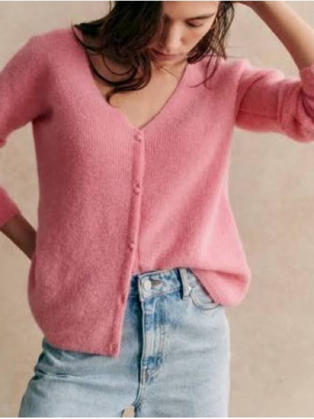 Sézane Barry Cardigan Candy Pink